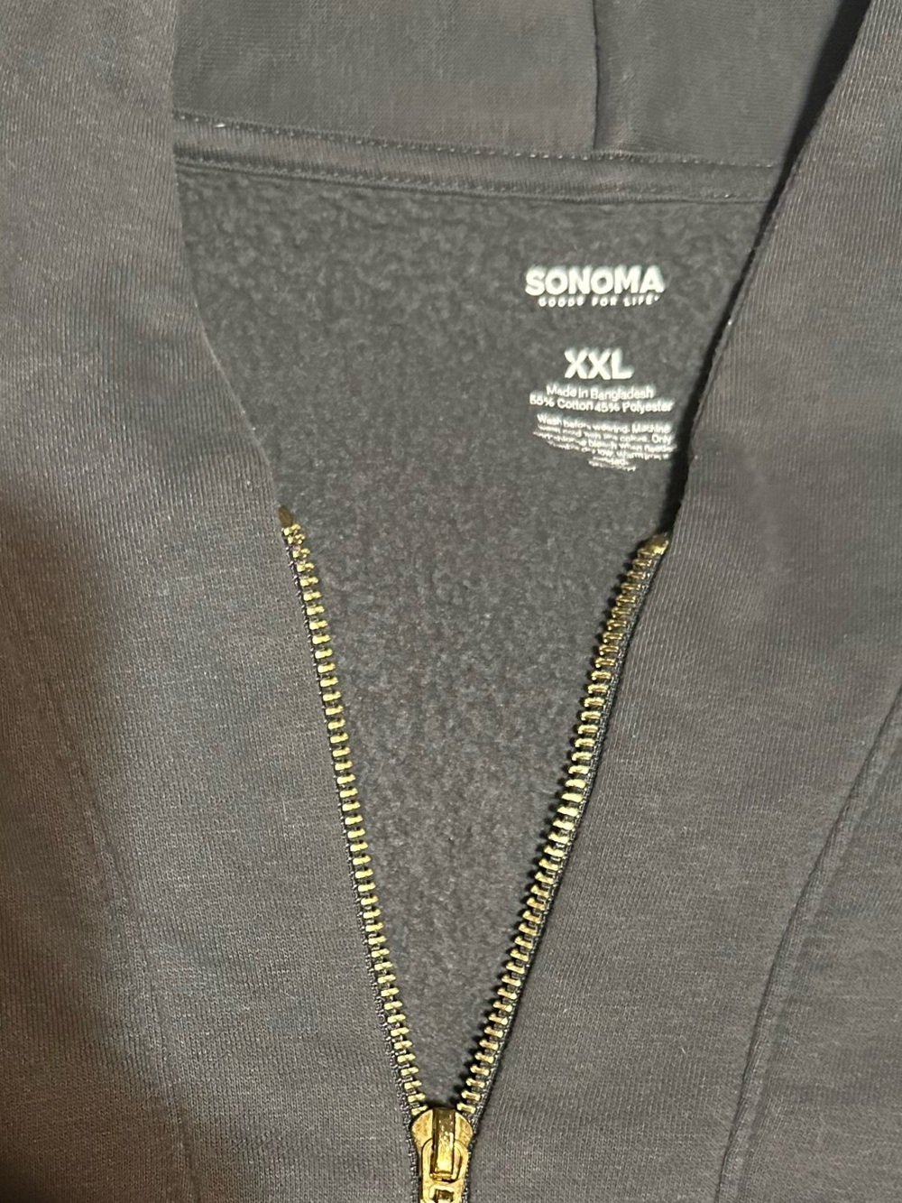 Sonoma Black Hoodie with Gold Zipper Accent